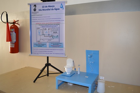 Protótipo exibe modelo de reservatório subterrâneo para coleta de água do banho.