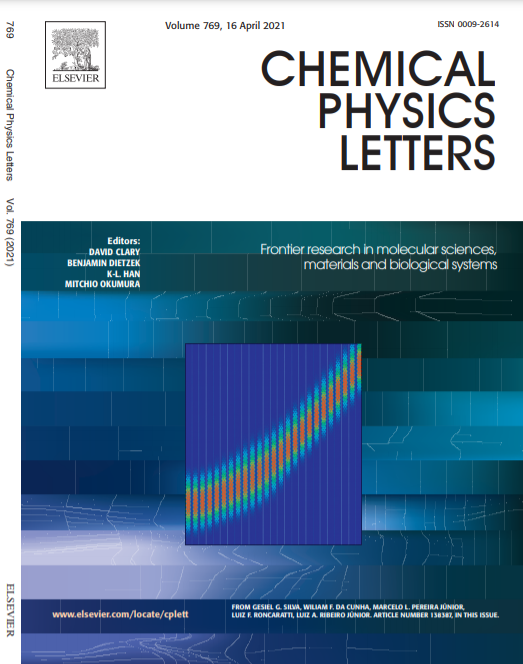 Capa do volume 769 da Chemical Physics Letters, com destaque ao artigo dos professores Gesiel Gomes (IFG/Luziânia), Luiz Antônio Ribeiro Júnior (UnB) e Marcelo L. Pereira Júnior (doutorando UnB)