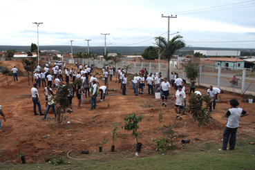 Projeto de arborização conta com servidores, alunos do Ensino Médio e do curso da Guarda Municipal