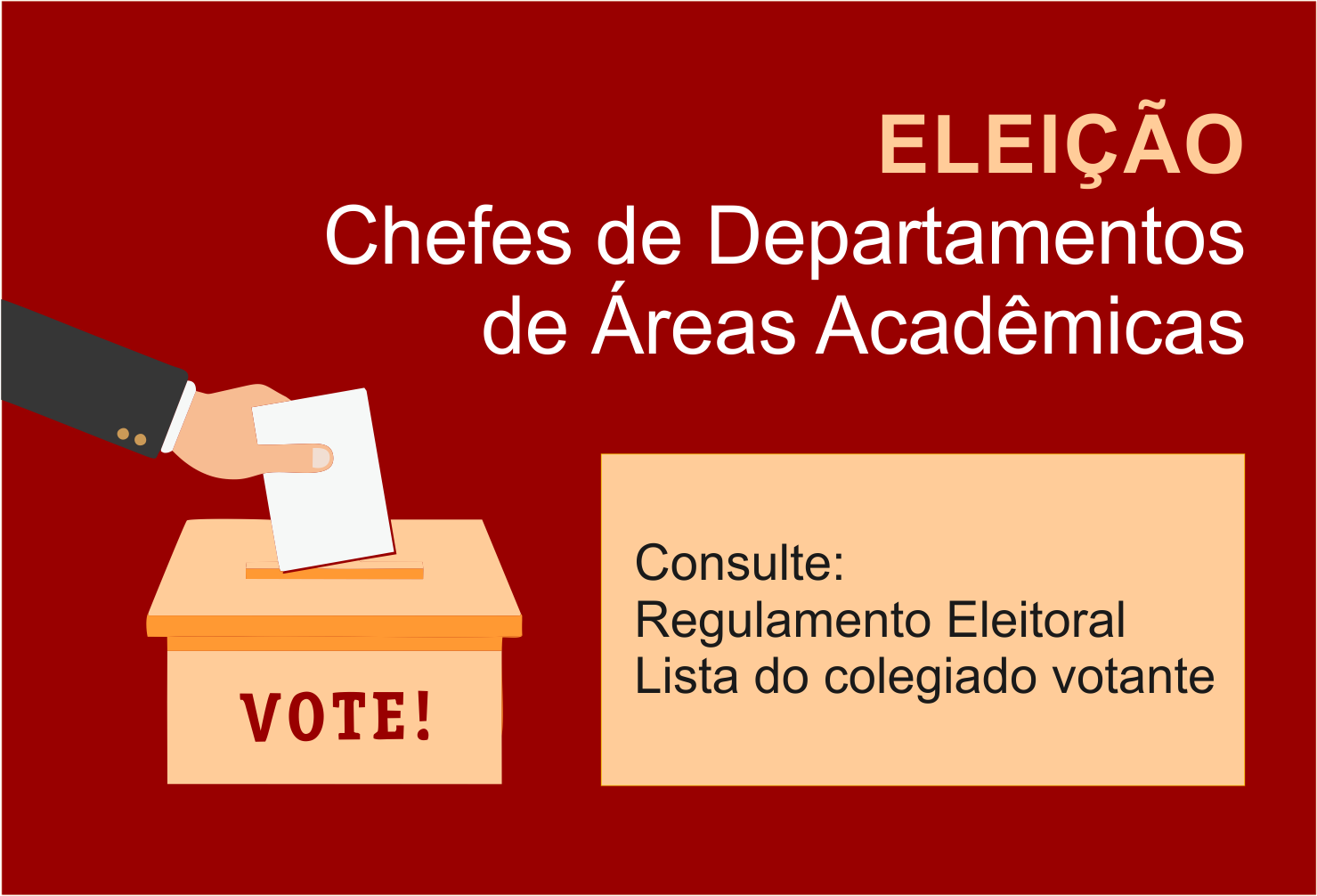 Votação para eleição de novos chefes dos departamentos acadêmicos 2, 3 e 4 será realizada no dia 12 de julho, no Câmpus Goiânia.