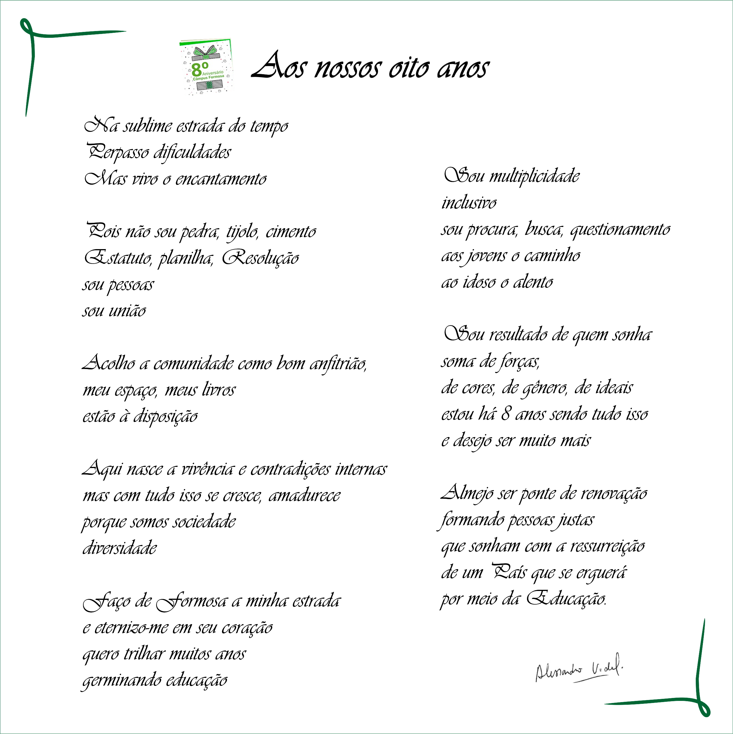 Poema composto por Alessandro Rodrigues Vidal